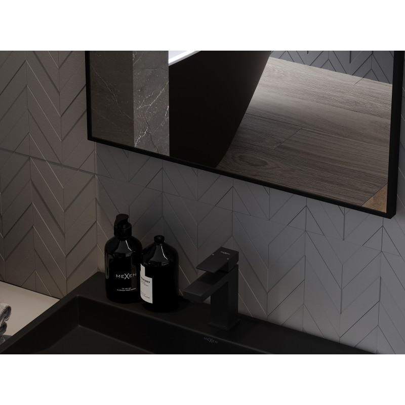 Mexen Loft obdélníkové koupelnové zrcadlo 90 x 60 cm, černý rám - 9852-090-060-000-70