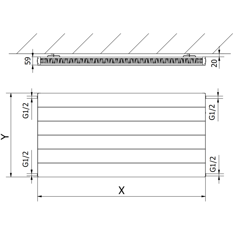 Mexen Line CL11 deskový radiátor 500 x 400 mm, boční připojení, 273 W, antracit - W411L-050-040-66
