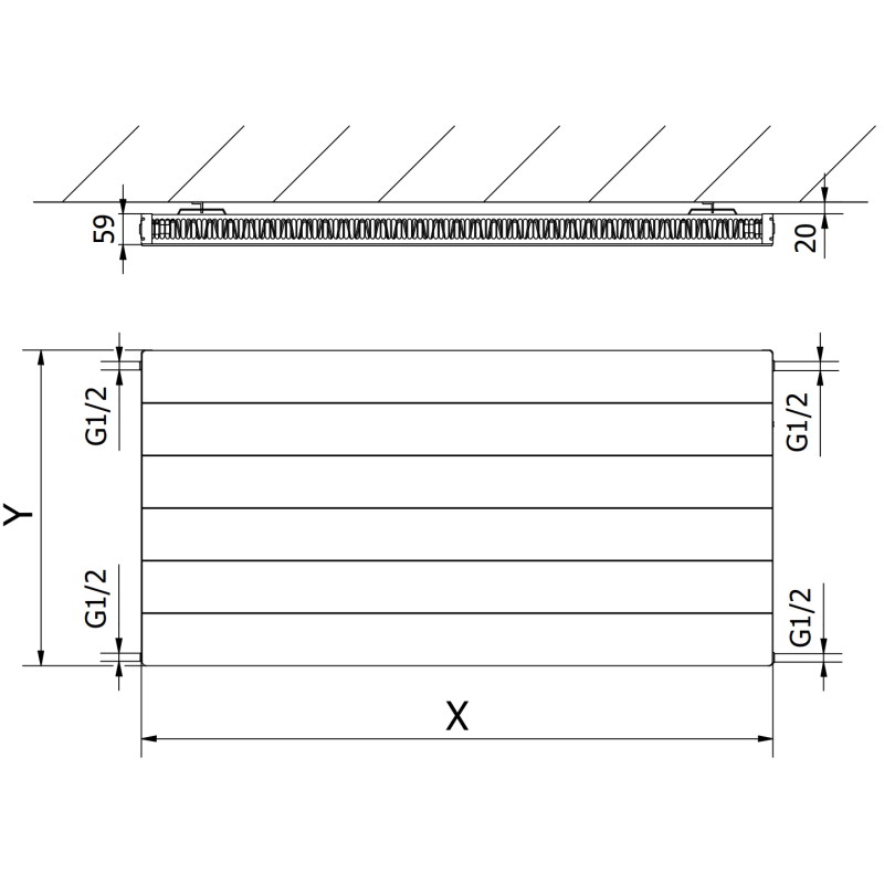 Mexen CL11 Panelový radiátor Line 600 x 1600 mm, boční připojení, 1253 W, antracit - W411L-060-160-66