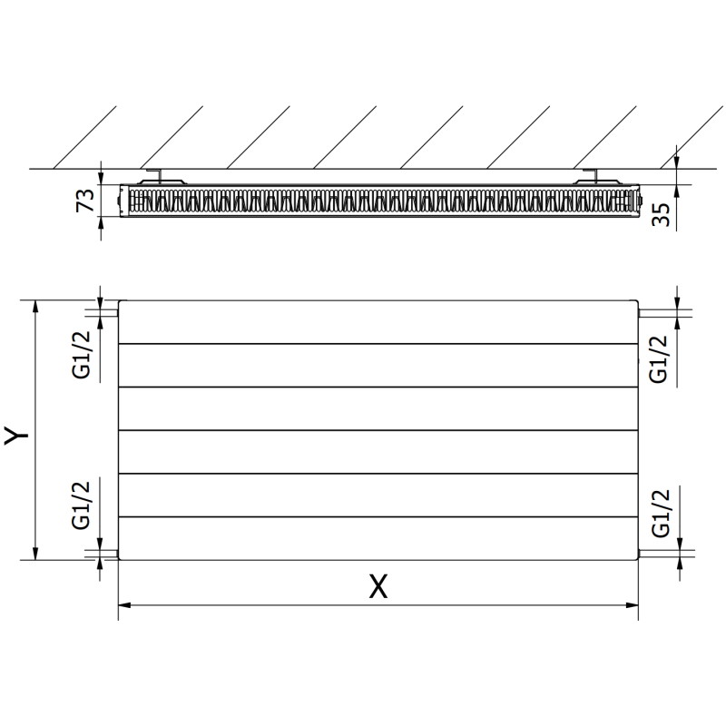 Mexen CL21 Line deskový radiátor 900 x 400 mm, boční připojení, 636 W, antracit - W421L-090-040-66