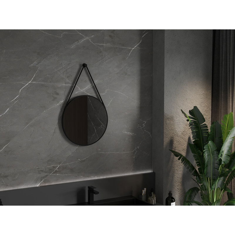 Mexen String kulaté koupelnové zrcadlo 50 cm, černý rám - 9854-050-050-000-70