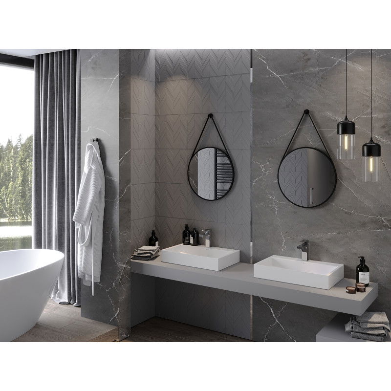 Mexen String kulaté koupelnové zrcadlo 50 cm, černý rám - 9854-050-050-000-70