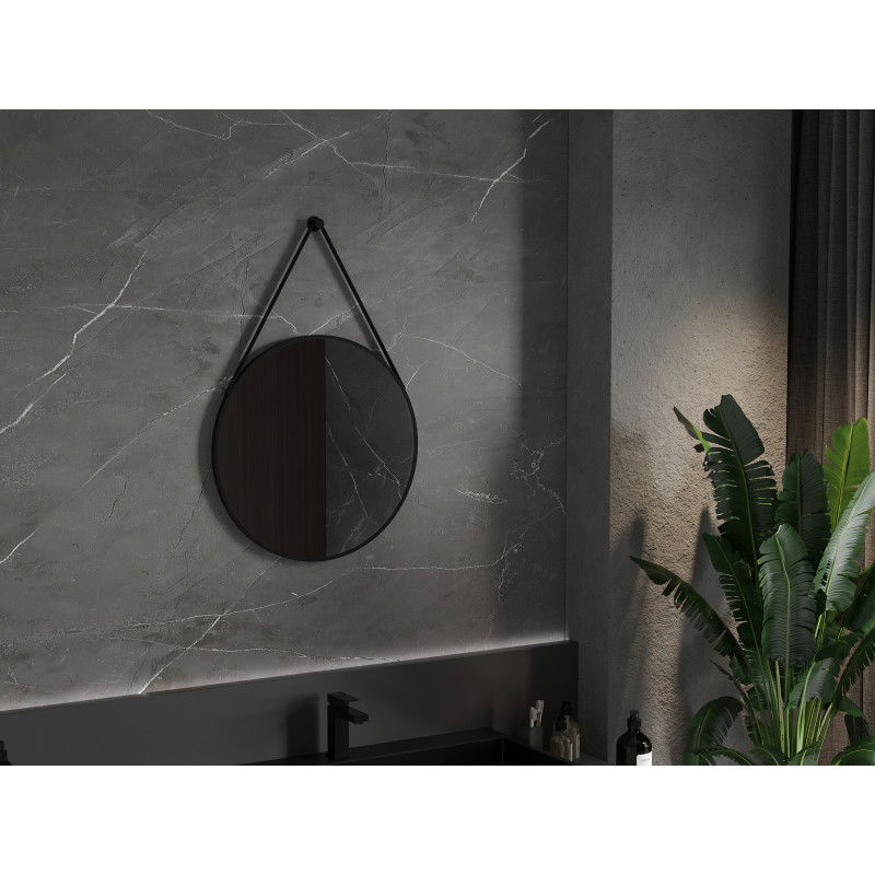 Mexen String koupelnové zrcadlo kulaté 60 cm, černý rám - 9854-060-060-000-70