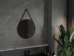 Mexen String koupelnové zrcadlo kulaté 60 cm, černý rám - 9854-060-060-000-70