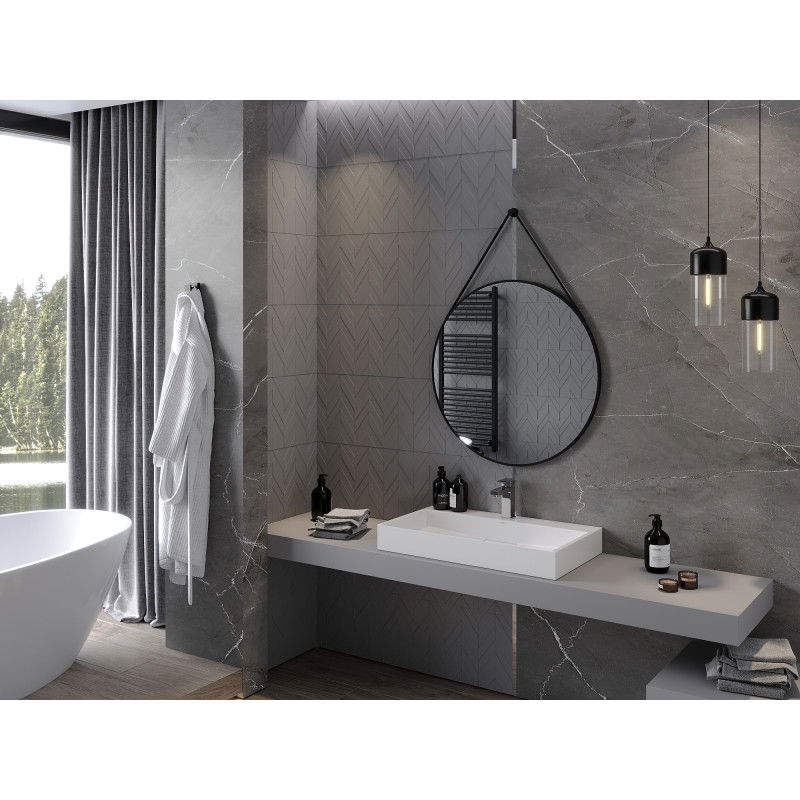 Mexen String kulaté koupelnové zrcadlo 80 cm, černý rám - 9854-080-080-000-70