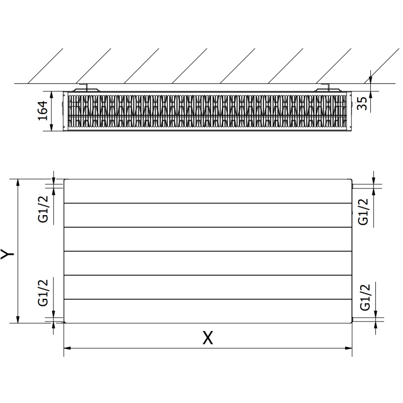 Mexen Line CL33 deskový radiátor 300 x 500 mm, boční připojení, 620 W, antracit - W433L-030-050-66