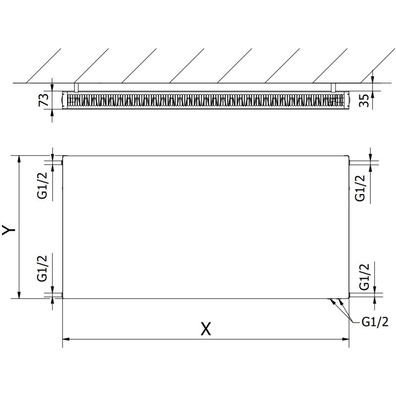 Mexen CVF21 Flat deskový radiátor 900 x 800 mm, spodní připojení, 1272 W, antracit - W621F-090-080-66