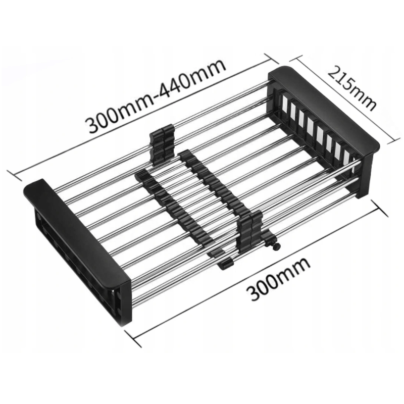 Mexen teleskopická kuchyňská odkapávač s nastavitelnou šířkou, černá - 660730-70