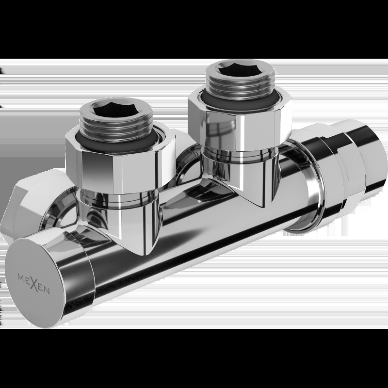 Mexen úhlový radiátorový ventil, Duplex, DN50, chrom - W907-000-01