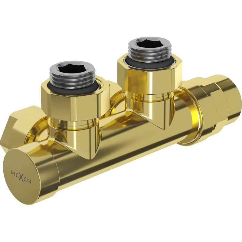 Mexen Uni-Term ventil radiátoru úhlový, Duplex, DN50, zlatý - W907-000-50