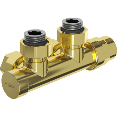 Mexen Uni-Term ventil radiátoru úhlový, Duplex, DN50, zlatý - W907-000-50
