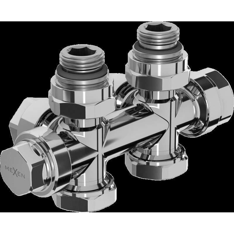 Mexen radiátorový ventil úhlový/přímý, Duplex, DN50, chrom - W908-000-01