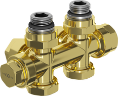 Mexen Uni-Term ventil radiátoru úhlový/přímý, Duplex, DN50, zlatý - W908-000-50