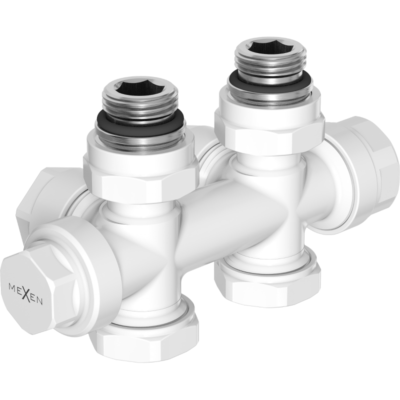 Mexen Uni-Term ventil radiátoru úhlový/přímý, Duplex, DN50, bílý - W908-000-20