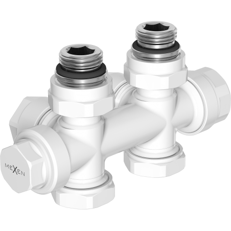 Mexen Uni-Term ventil radiátoru úhlový/přímý, Duplex, DN50, bílý - W908-000-20