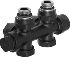 Mexen Uni-Term radiátorový ventil rohový/přímý, Duplex, DN50, černý - W908-000-70