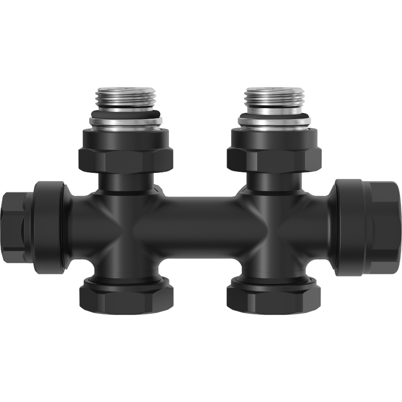 Mexen Uni-Term radiátorový ventil rohový/přímý, Duplex, DN50, černý - W908-000-70