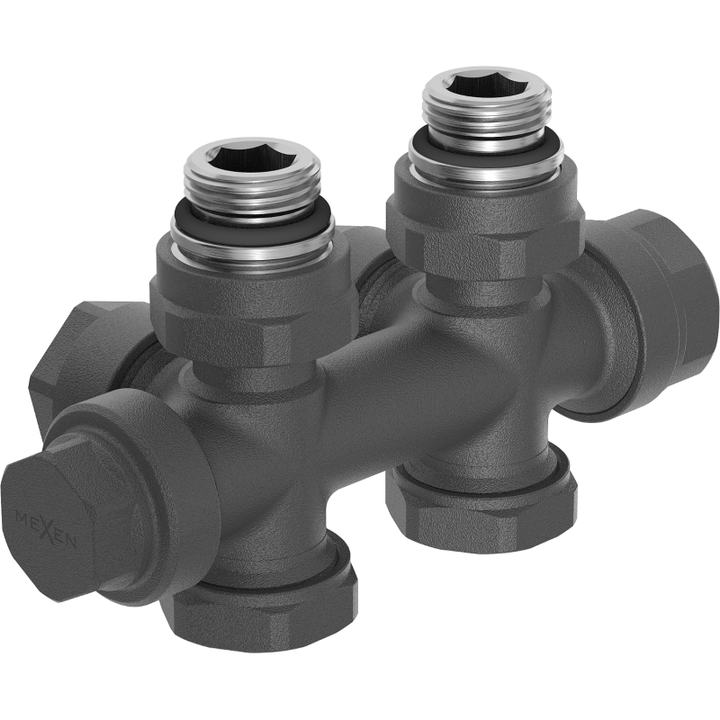 Mexen Uni-Term radiátorový ventil úhlový/přímý, Duplex, DN50, antracit - W908-000-66