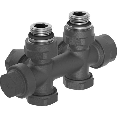 Mexen Uni-Term radiátorový ventil úhlový/přímý, Duplex, DN50, antracit - W908-000-66