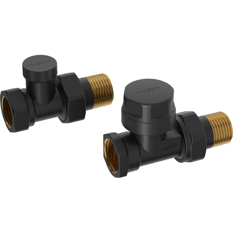 Mexen Uni-Term přímé radiátorové ventily, černé - W902-000-70