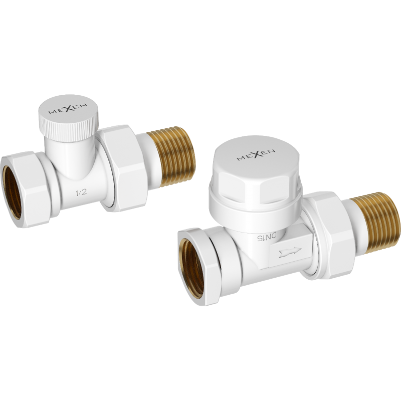 Mexen Uni-Term přímé radiátorové ventily, bílé - W902-000-20