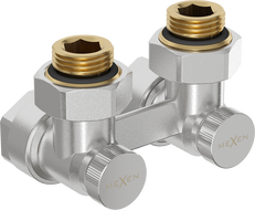 Mexen Uni-Term radiátorový ventil dvoutrubkový DN50, úhlový 1/2"x16 mm, nikl - W911-016-01