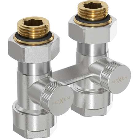 Mexen Uni-Term dvoutrubkový radiátorový ventil DN50, přímý 1/2"x16 mm, nikl - W912-016-01