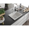 Mexen Oscar granitový dřez 1-komorový 580 x 490 mm, bílý, sifon chrom - 6519581000-20