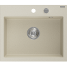 Mexen Oscar granitový kuchyňský dřez jednokomorový 580 x 490 mm, béžový, sifon chrom - 6519581000-69