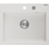 Mexen Oscar granitový kuchyňský dřez s jednou komorou 580 x 490 mm, bílý, sifon chrom - 6519581000-20
