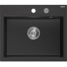 Mexen Oscar granitový dřez 1-komorový 580 x 490 mm, černý/stříbrný metalik, sifon chrom - 6519581000-73
