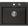 Mexen Oscar granitový dřez 1-komorový 580 x 490 mm, černý/zlatý metalický, sifon chrom - 6519581000-75