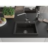 Mexen Oscar granitový dřez s 1 komorou 580 x 490 mm, černý/zlatý metalický, chromový sifon - 6519581000-75