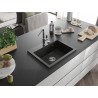 Mexen Oscar granitový dřez s 1 komorou 580 x 490 mm, černý/zlatý metalický, chromový sifon - 6519581000-75