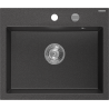 Mexen Oscar granitový dřez 1-komorový 580 x 490 mm, černý kropenatý, sifon chrom - 6519581000-76