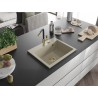 Mexen Oscar granitový dřez 1-komorový 580 x 490 mm, béžový, zlatý sifon - 6519581000-69-G