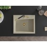 Mexen Oscar granitový dřez 1-komorový 580 x 490 mm, béžový, zlatý sifon - 6519581000-69-G