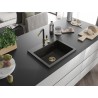 Mexen Oscar granitový dřez 1-komorový 580 x 490 mm, černý/zlatý metalik, zlatý sifon - 6519581000-75-G