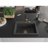 Mexen Oscar jednodřezový granitový dřez 580 x 490 mm, černý tečkovaný, zlatý sifon - 6519581000-76-G