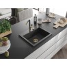 Mexen Oscar jednodřezový granitový dřez 580 x 490 mm, černý tečkovaný, zlatý sifon - 6519581000-76-G