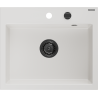 Mexen Oscar granitový kuchyňský dřez 1-komorový 580 x 490 mm, bílý, černý sifon - 6519581000-20-B