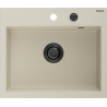 Mexen Oscar granitový dřez 1-komorový 580 x 490 mm, béžový, černý sifon - 6519581000-69-B