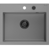 Mexen Oscar žulový dřez s jednou komorou 580 x 490 mm, šedý, sifon černý - 6519581000-71-B