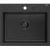 Mexen Oscar granitový jednodřez 580 x 490 mm, černý/stříbrný metalik, černý sifon - 6519581000-73-B