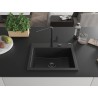 Mexen Oscar granitový dřez 1-komorový 580 x 490 mm, černý/stříbrný metalík, černý sifon - 6519581000-73-B