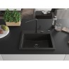 Mexen Oscar granitový dřez s jednou komorou 580 x 490 mm, černý/zlatý metalik, černý sifon - 6519581000-75-B