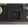 Mexen Oscar granitový dřez s jednou komorou 580 x 490 mm, černý/zlatý metalik, černý sifon - 6519581000-75-B