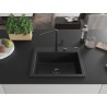 Mexen Oscar granitový dřez s 1 komorou 580 x 490 mm, černý, černý sifon - 6519581000-77-B