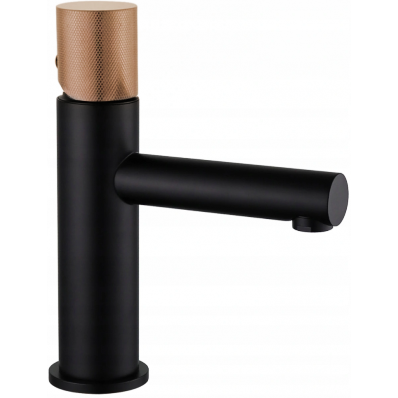 Mexen Elba One umyvadlová baterie, černá/růžově zlatá - 74101-76