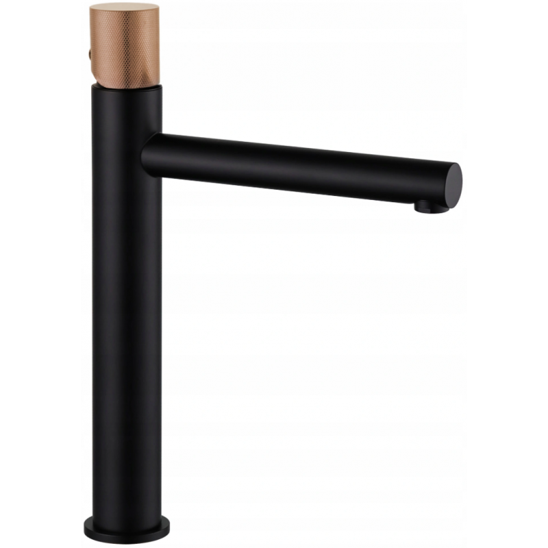 Mexen Elba One vysoká umyvadlová baterie, černá/růžové zlato - 74111-76